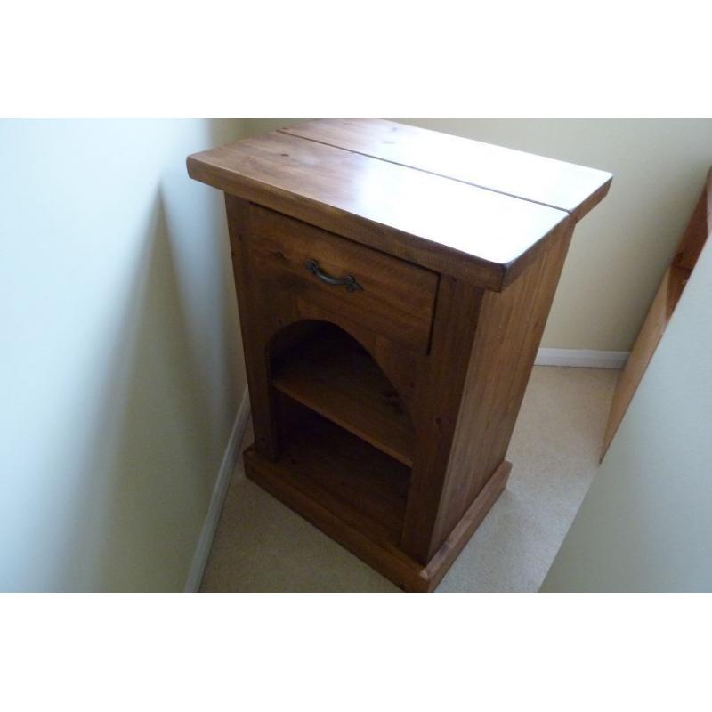 Rustic Dark Stained Pine Shelf and Display Unit with Drawer