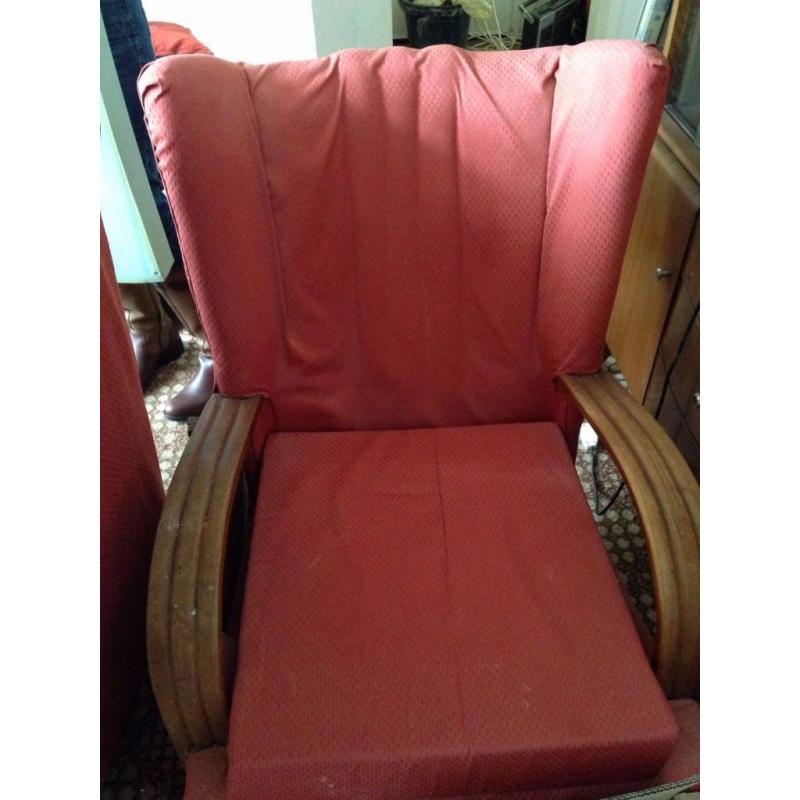 Three 1950s Winged Armchairs