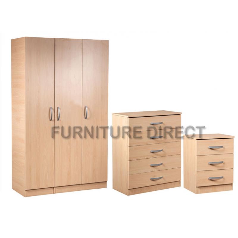 BRAND NEW- Fully Assembled Wardrobe Set with Chest and Bedside table