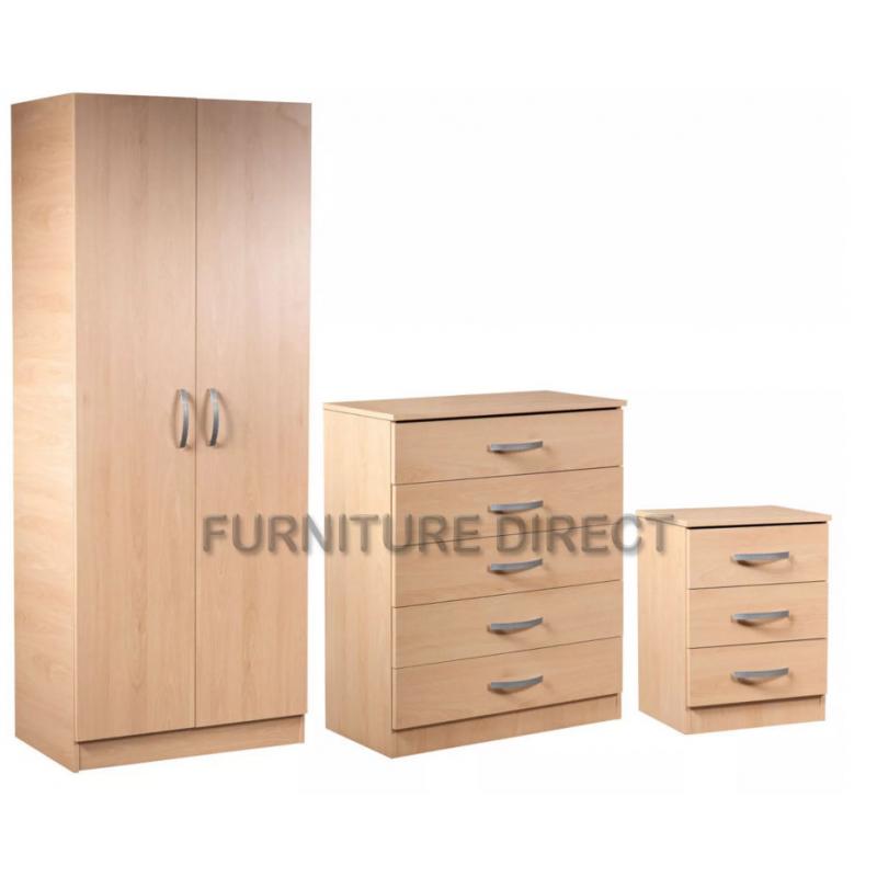 BRAND NEW- Fully Assembled Wardrobe Set with Chest and Bedside table