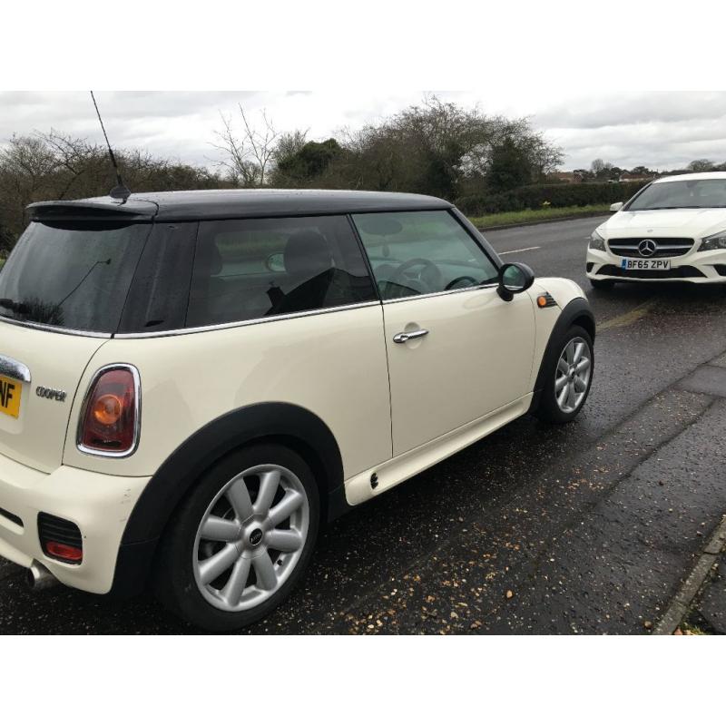 White Mini Cooper with JOHN COOPER WORKS