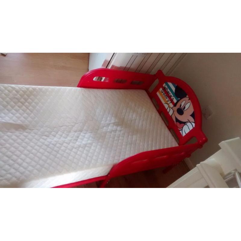 Mickey mouse toddler bed and mattress