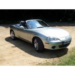 Mazda MX5 Nevada, 1840cc, Cerion Silver, Blue leather (heated) seats, Blue mohair hood.