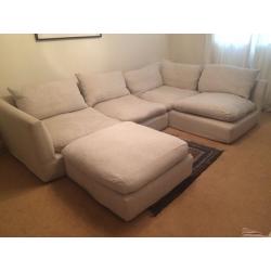 Large comfy corner sofa with foot stool