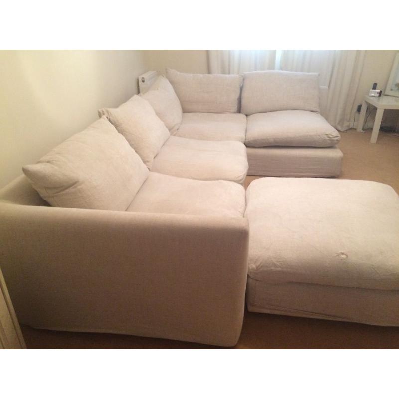 Large comfy corner sofa with foot stool