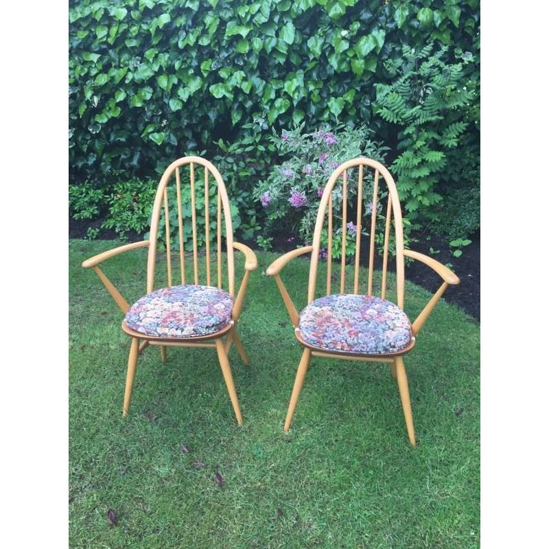 2 Ercol Windsor Quaker Carver Chairs