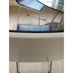 Immaculate Glass Top Table and 4 Faux Leather Chairs