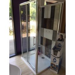 Shower surround with glass doors and shower tray