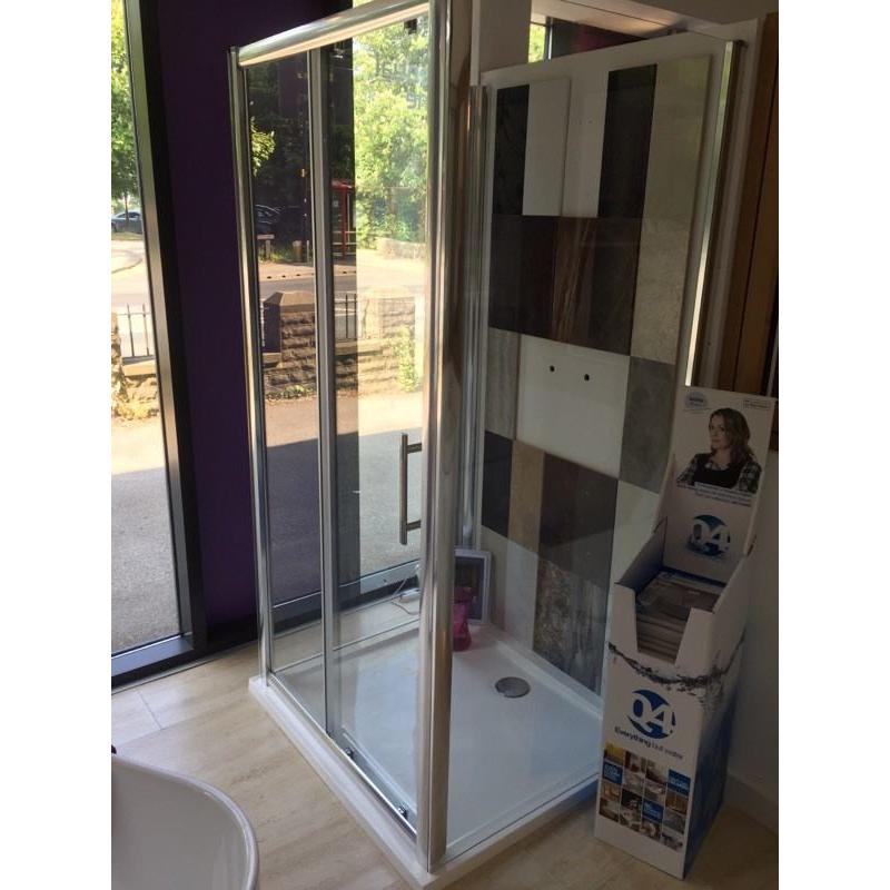 Shower surround with glass doors and shower tray