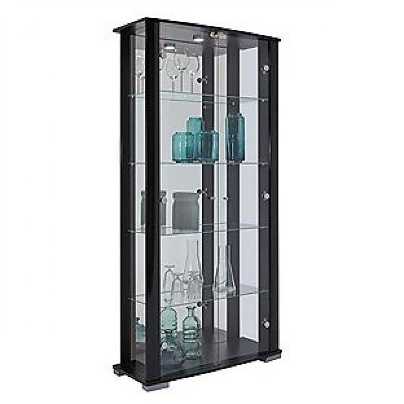 Stella 2 Glass Door Display Cabinet - Black Gloss