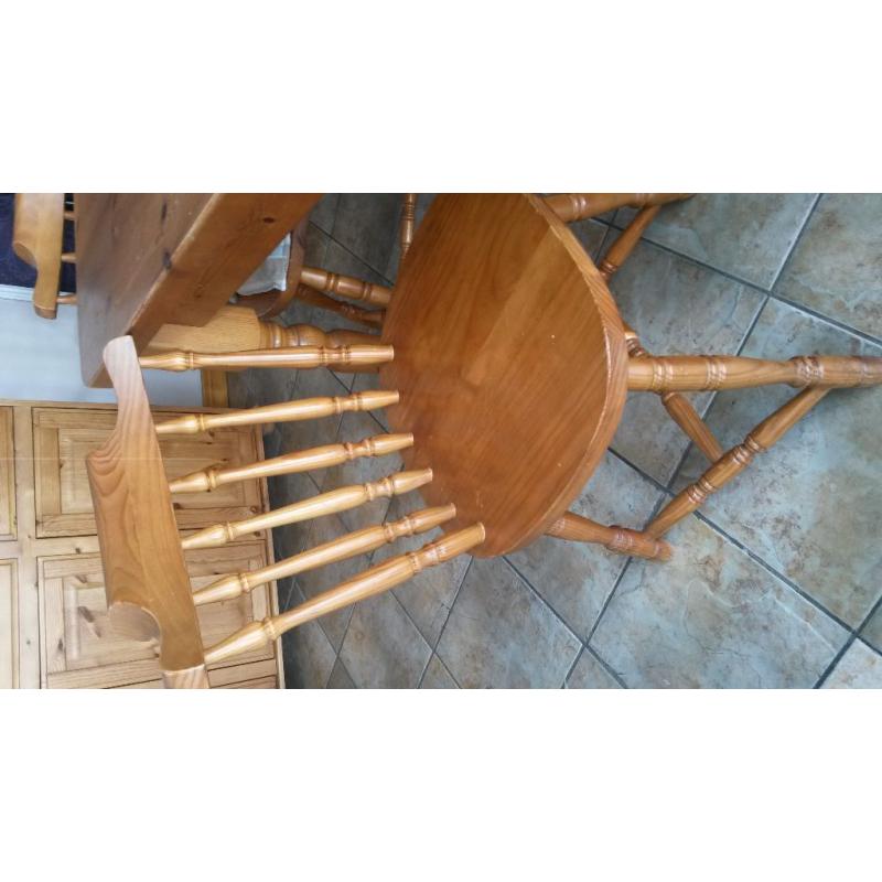 Pine Dining table and 4 chairs.