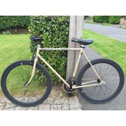 Single Speed Refurbished Bike - All new parts, vintage gold Peugeot 57cm racing frame.