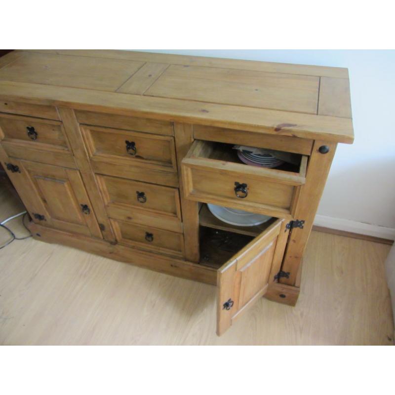 Living room storage unit, wooden with 7 drawers