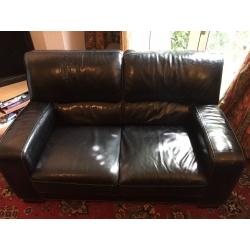 2 seater black leather sofa *delivery available