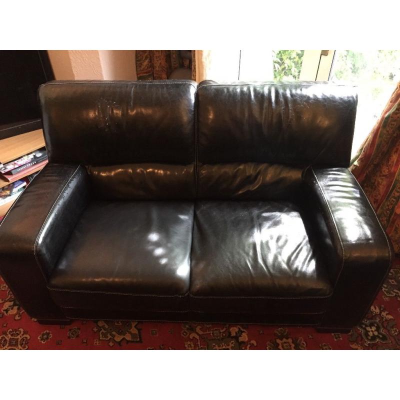 2 seater black leather sofa *delivery available