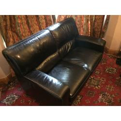 2 seater black leather sofa *delivery available