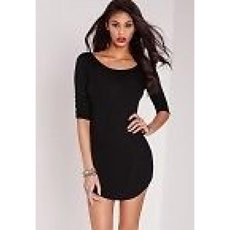 Missguided Scoop Neck Curve Hem Bodycon Dress UK12