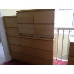 Set of IKEA Malm Bedroom Furniture in Birch