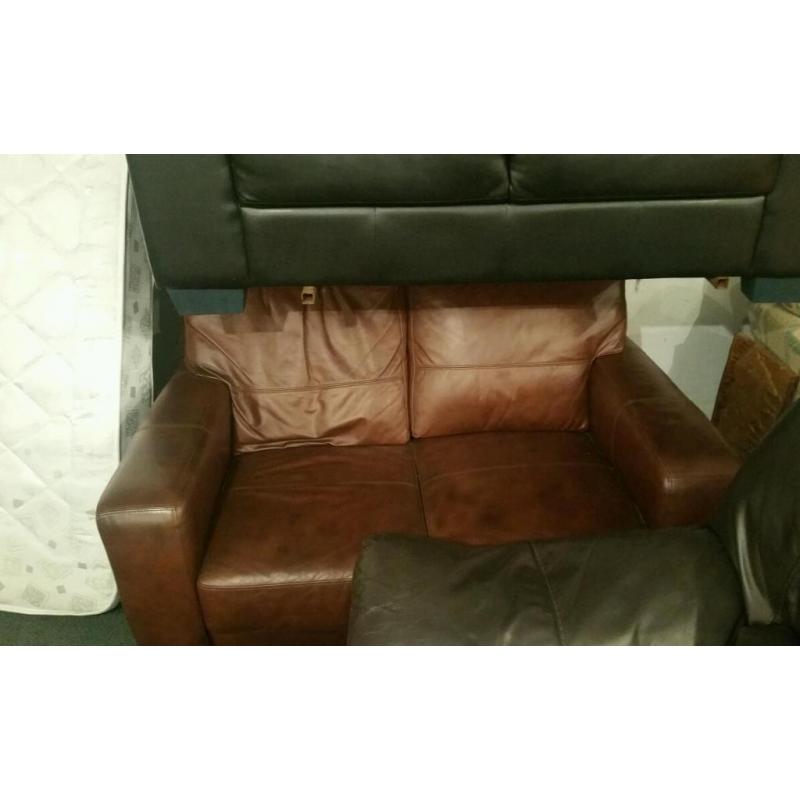 Lovely brown leather 2 seater sofa