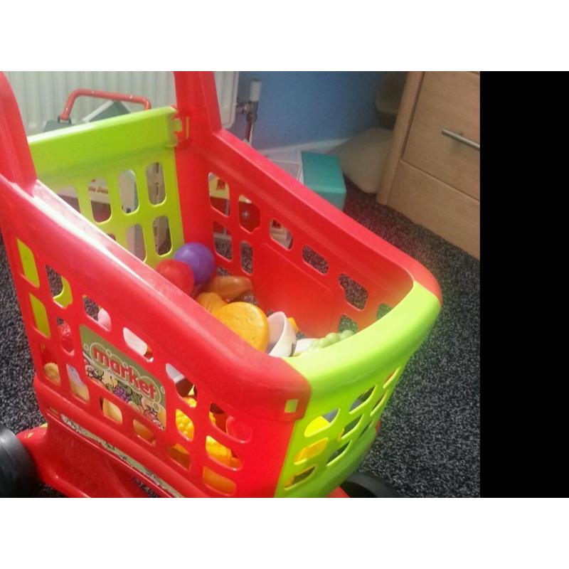 Shopping trolley complete with play food