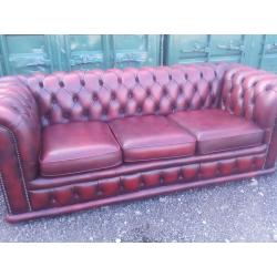 Vintage Genuine Leather Oxblood Chesterfield sofa ( Delivery)