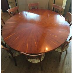 Beautiful yew wood dining table and 8 chairs for sale!