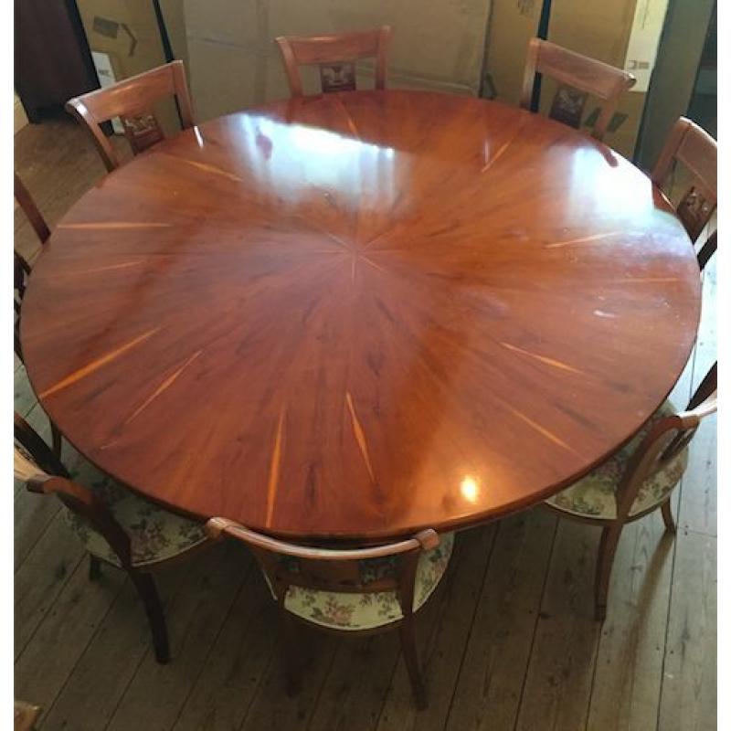 Beautiful yew wood dining table and 8 chairs for sale!