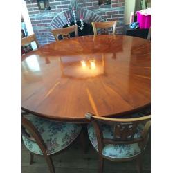 Beautiful yew wood dining table and 8 chairs for sale!