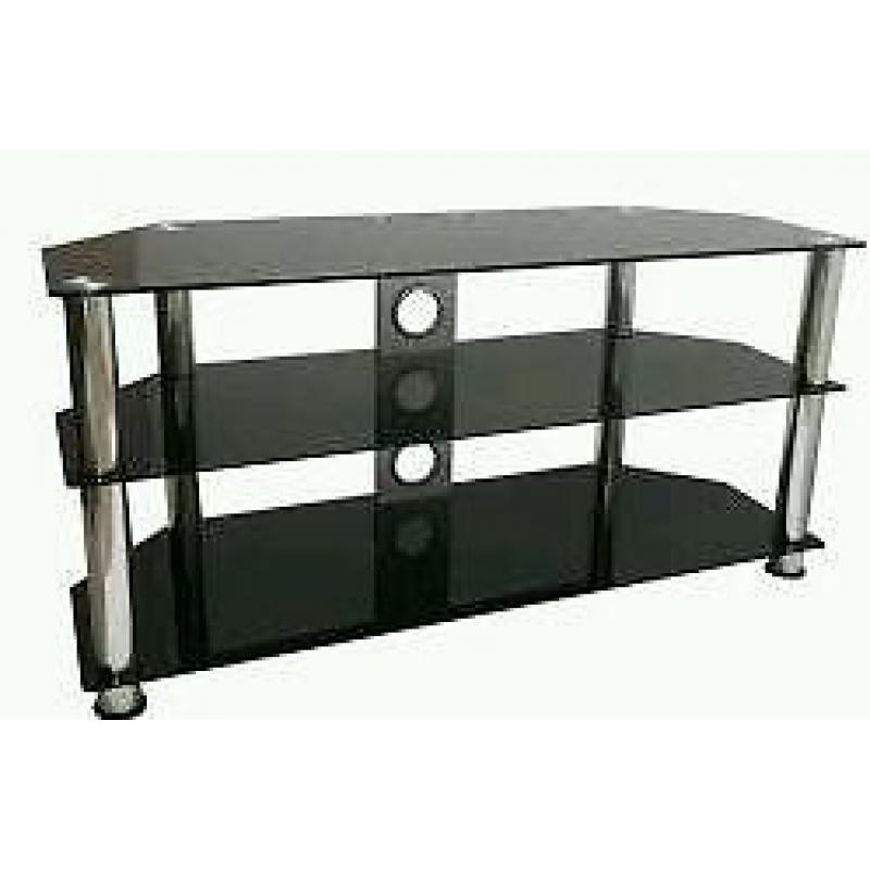 TV stand black glass