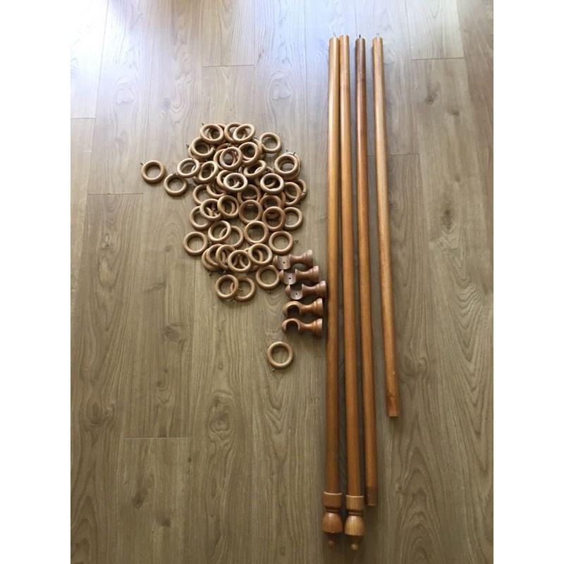 Wooden extendable curtains pole, extend up to 4.6 metres