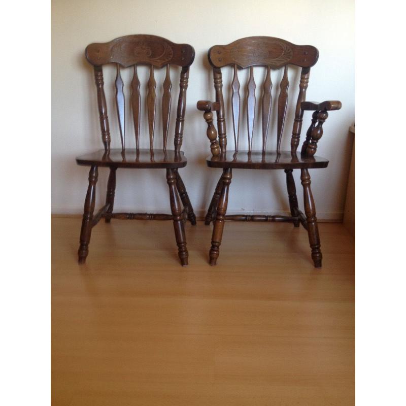 Solid wood chairs.