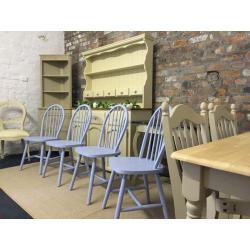 Lovely handpainted baby blue farmhouse style chairs (4 available)