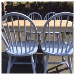 Lovely handpainted baby blue farmhouse style chairs (4 available)