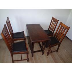 TABLE & CHAIRS OAK BARLEY TWIST LEGS