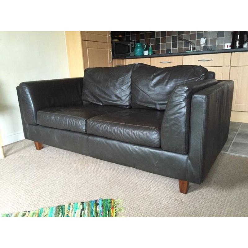 Black faux leather sofa