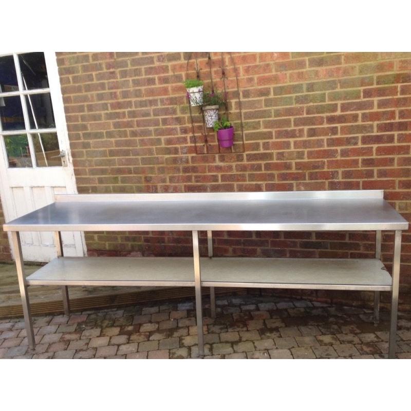 Stainless steel Catering table with shelf,91inch, 25.5 depth, 34 height. Few imperfections