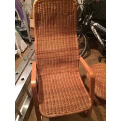 Pair of wicker chairs and matching table