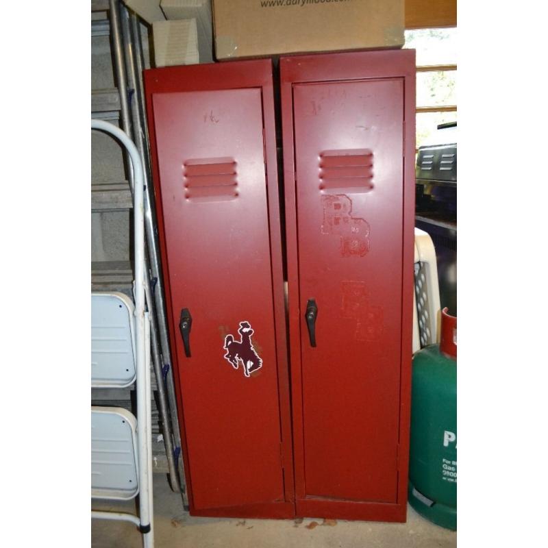 Red metal school/athletic lockers