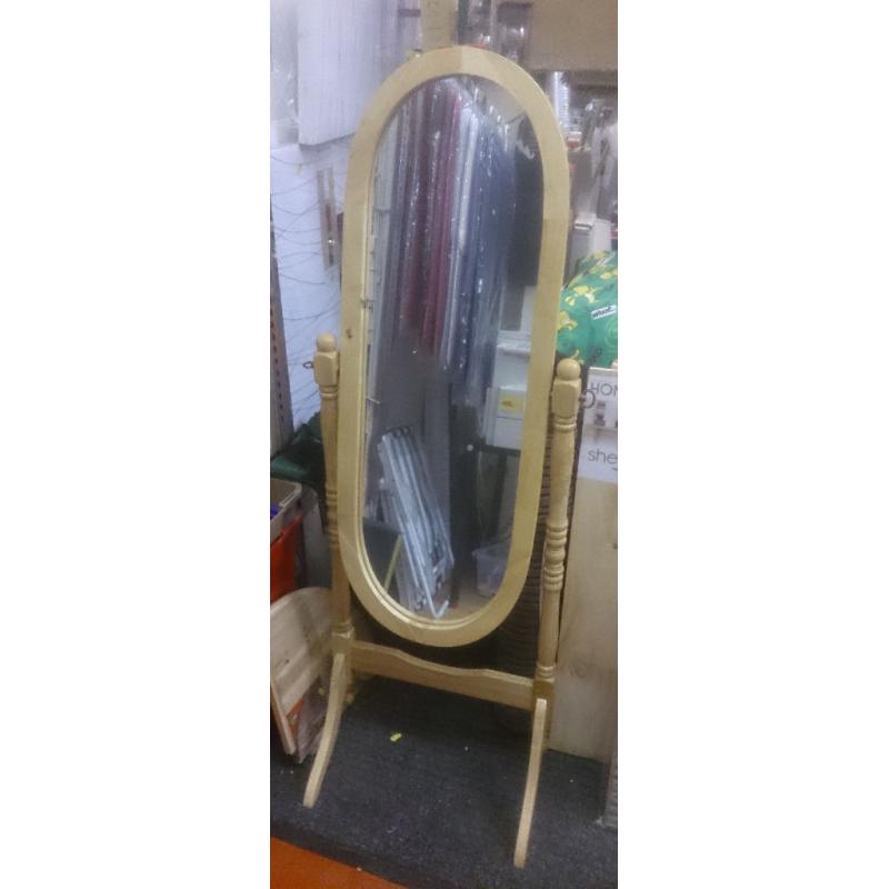 Large Standing Wooden Mirror Pine 56inch