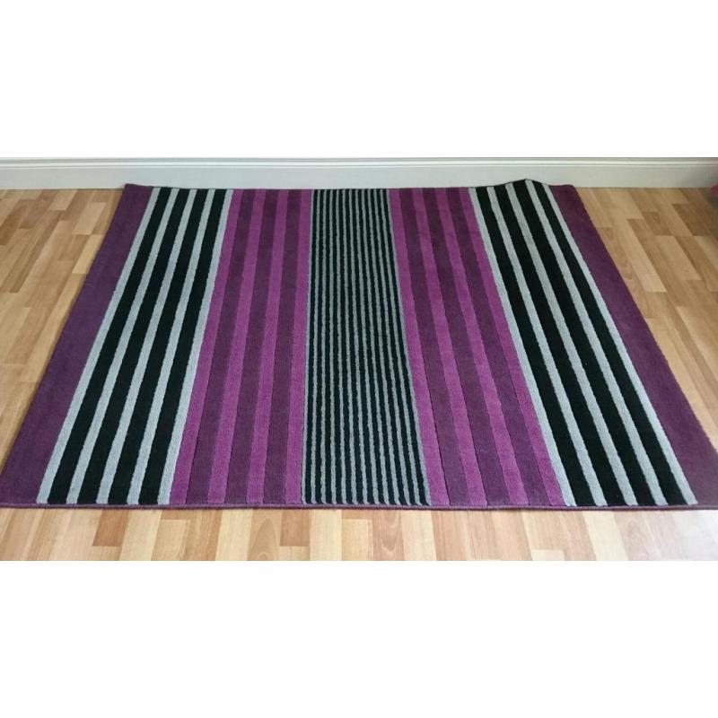 Purple,grey and black striped mat