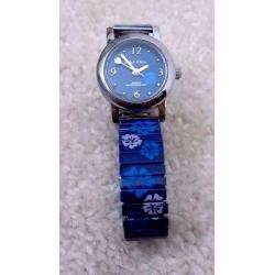 Children's Blue Flowery Girl's Watch. Stainless steel, Water Resistant