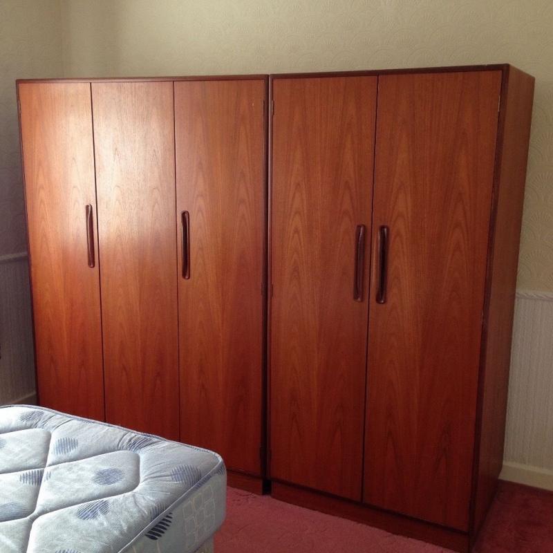 G Plan, two wardrobes and one set of draws, excellent condition vintage retro