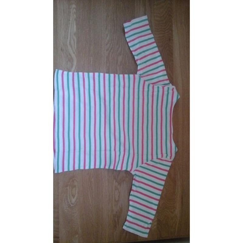 Girls, Mini boden, stripy 3/4 sleeve top. Age 4-5yrs