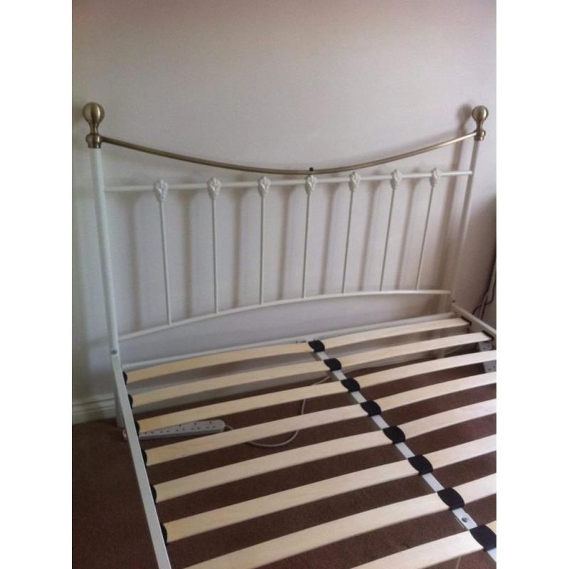 Double bed frame cream and gold