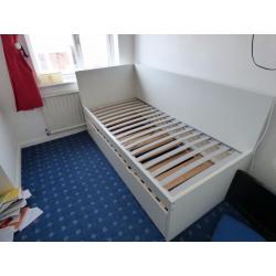 IKEA single bed with second pull out bed. (white)