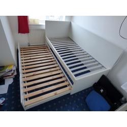 IKEA single bed with second pull out bed. (white)