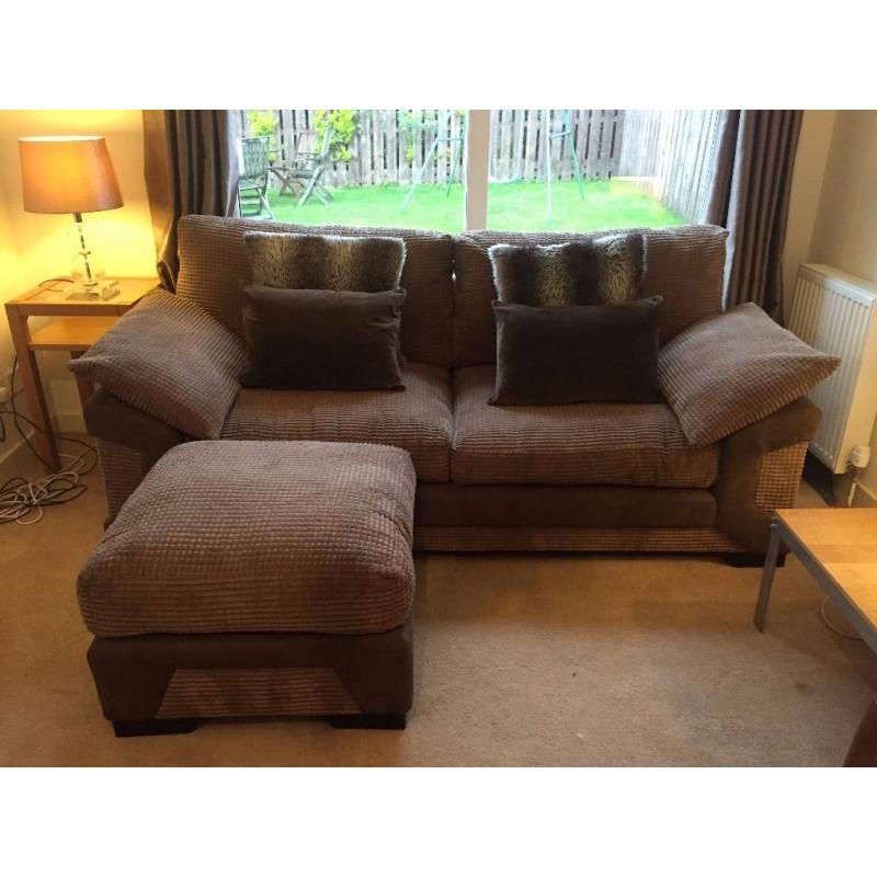 3 SEATER SOFA, POUFFE AND PILLOWS IMMACULATE CONDITION