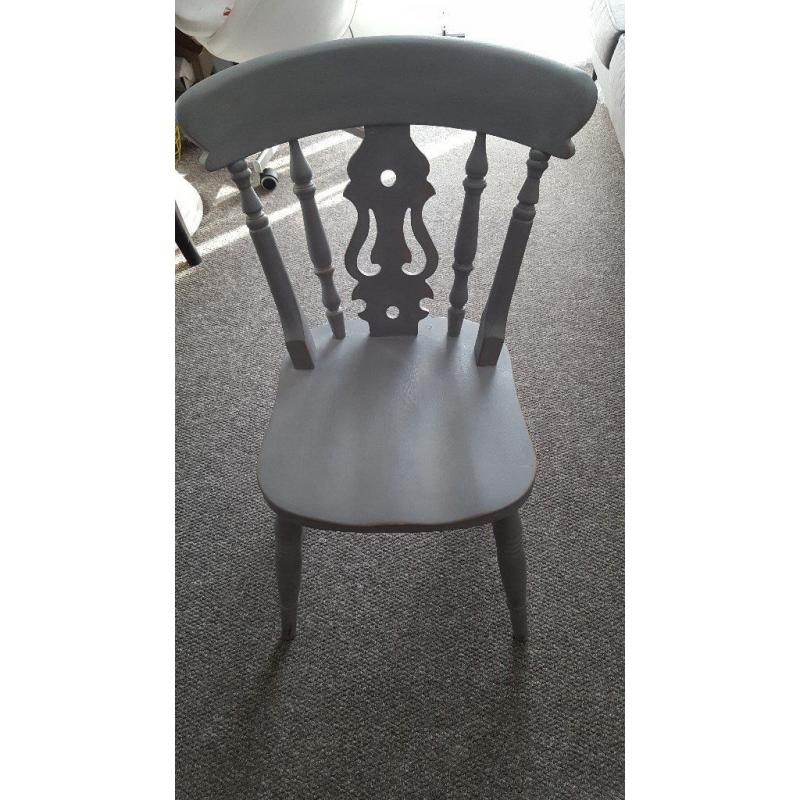 Vintage chabby chic grey solid pine chair's .....