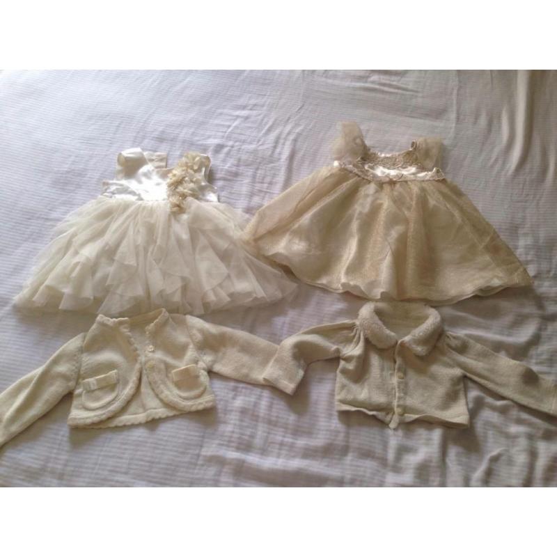 Two gold cream 3-6 girls flower girl/evening dresses