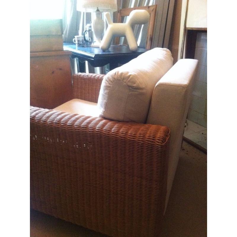 Large Comfortable Contemporary Wicker Armchair Conservatory Chair with Cushions / Can Deliver